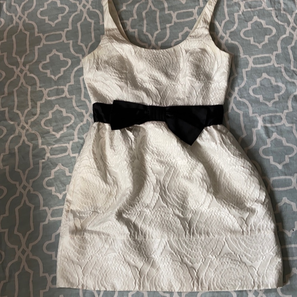 2/$10 White and Black Taylor Holiday Dress with Bow